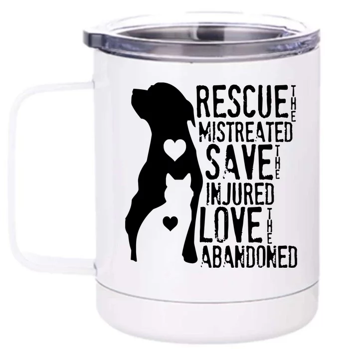 Rescue Save Love Animal Rescue Dog Lover Cat Lover Front & Back 12oz Stainless Steel Tumbler Cup