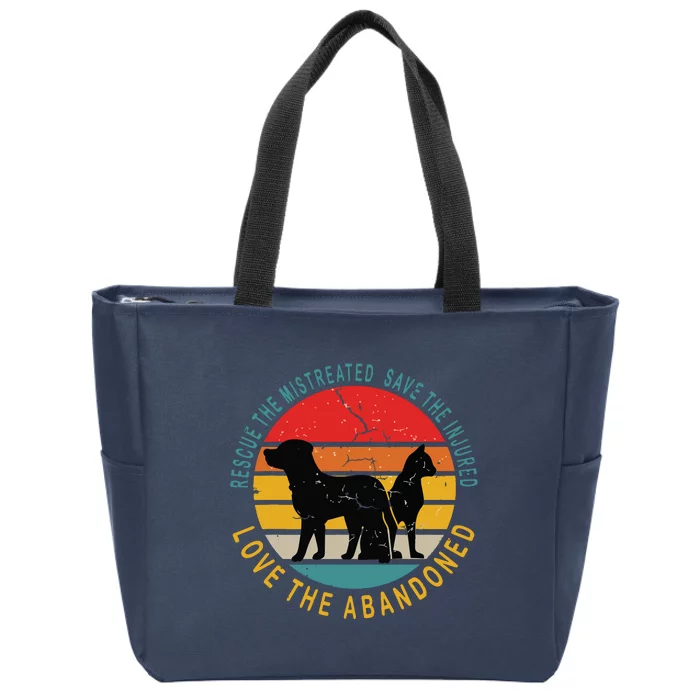 Rescue Save Love Animal Rescue Vintage Design Gift Zip Tote Bag