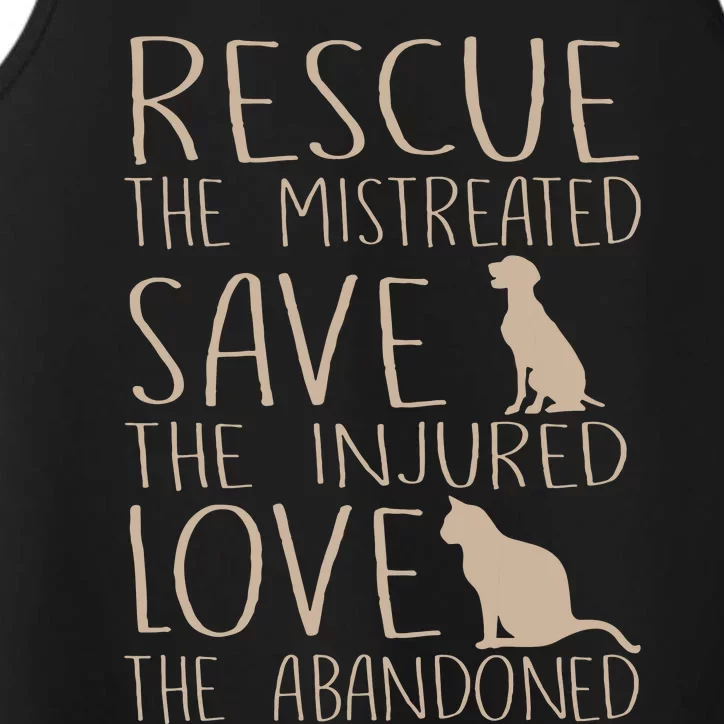 Rescue Save Love Cute Animal Rescue Dog Cat Lovers Performance Tank