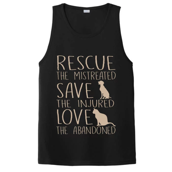 Rescue Save Love Cute Animal Rescue Dog Cat Lovers Performance Tank