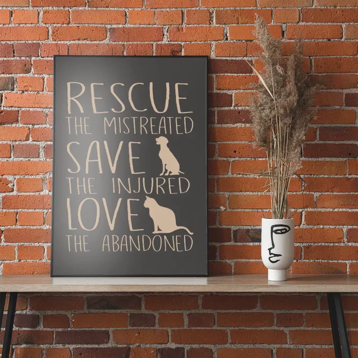 Rescue Save Love Cute Animal Rescue Dog Cat Lovers Poster