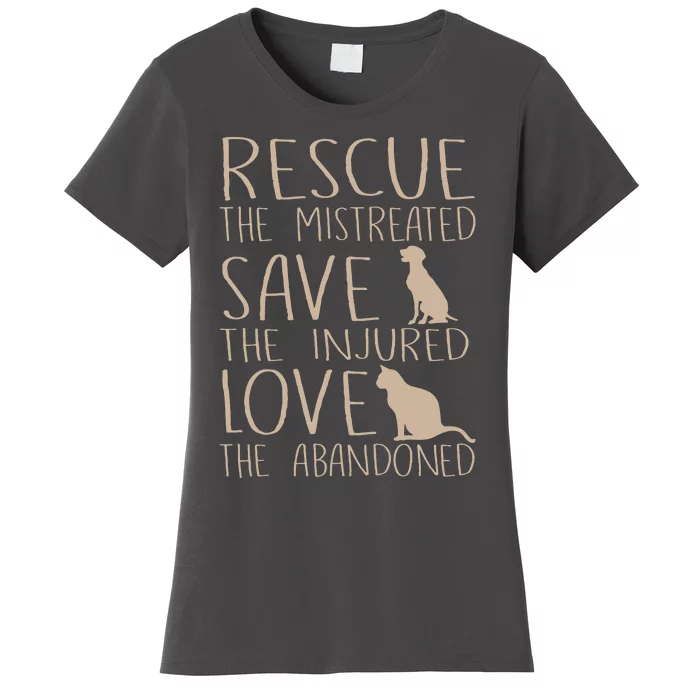 Rescue Save Love Cute Animal Rescue Dog Cat Lovers Women's T-Shirt