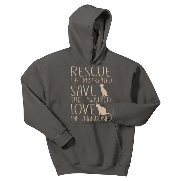 Rescue Save Love Cute Animal Rescue Dog Cat Lovers Kids Hoodie