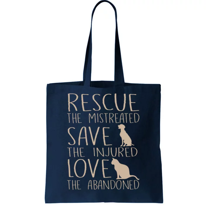 Rescue Save Love Cute Animal Rescue Dog Cat Lovers Tote Bag