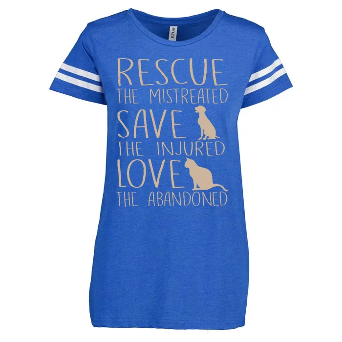 Rescue Save Love Cute Animal Rescue Dog Cat Lovers Enza Ladies Jersey Football T-Shirt