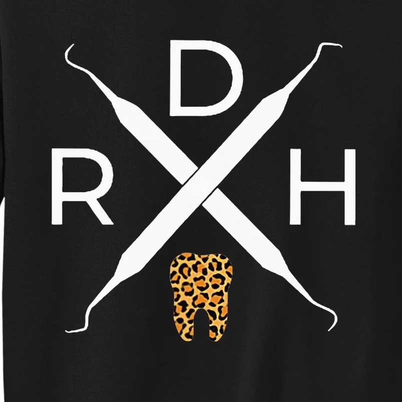 Rdh Scaler Logo With Leopard Print Tooth Dental Hygienist Sweatshirt