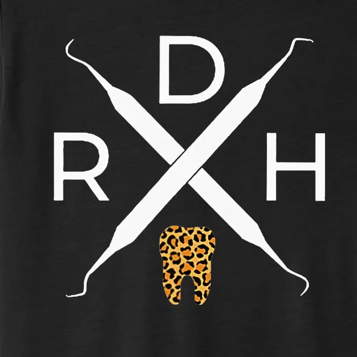 Rdh Scaler Logo With Leopard Print Tooth Dental Hygienist ChromaSoft Performance T-Shirt