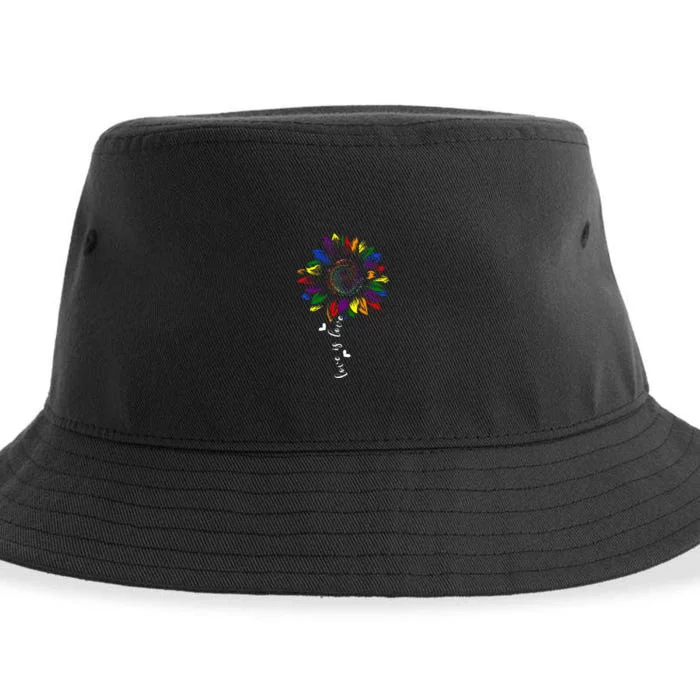 Rainbow Sunflower Love Is Love Lgbt G.A.Y Lesbian Pride Sustainable Bucket Hat