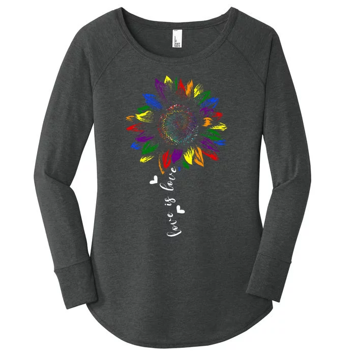 Rainbow Sunflower Love Is Love Lgbt G.A.Y Lesbian Pride Women's Perfect Tri Tunic Long Sleeve Shirt