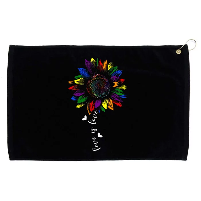 Rainbow Sunflower Love Is Love Lgbt G.A.Y Lesbian Pride Grommeted Golf Towel