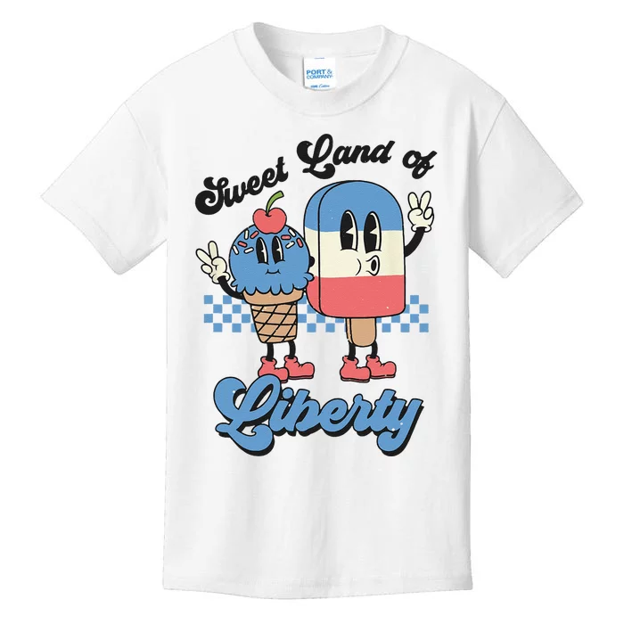 Retro Sweet Land of Liberty Patriotic Ice Cream Kids T-Shirt