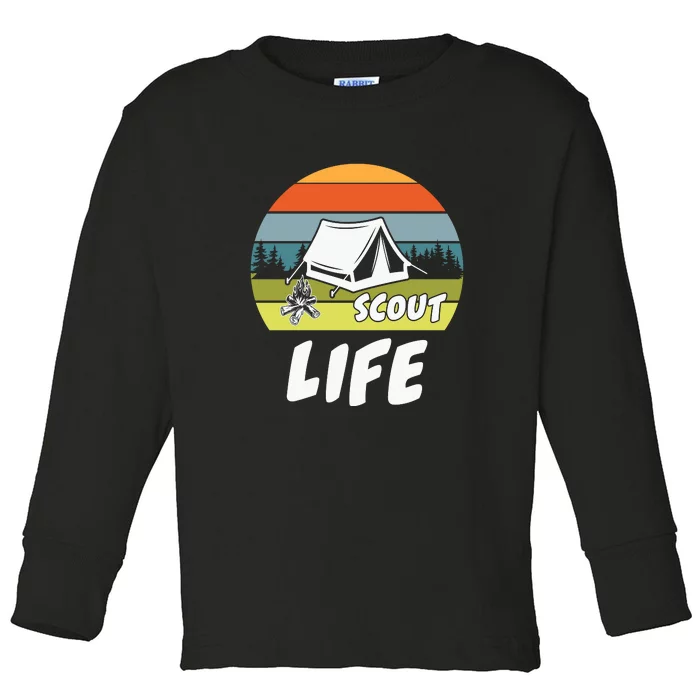 Retro Scout Life Scouting Lovers Funny Camper Gift Camping Lover Toddler Long Sleeve Shirt