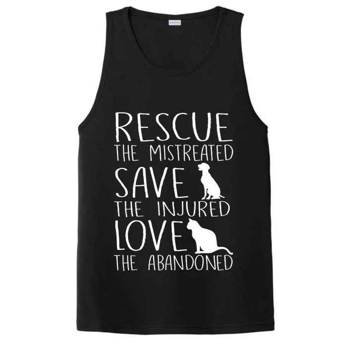 Rescue Save Love Funny Gift Cute Animal Rescue Dog Cat Lovers Gift Performance Tank