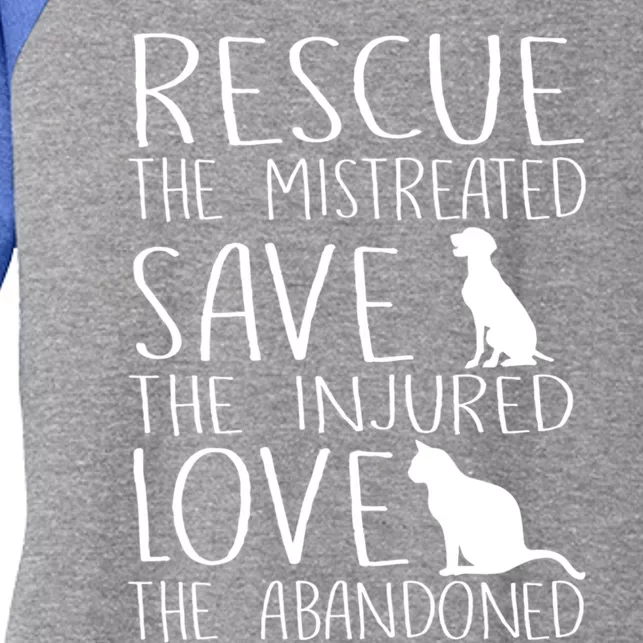 Rescue Save Love Funny Gift Cute Animal Rescue Dog Cat Lovers Gift Women's Tri-Blend 3/4-Sleeve Raglan Shirt