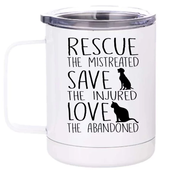 Rescue Save Love Funny Gift Cute Animal Rescue Dog Cat Lovers Gift Front & Back 12oz Stainless Steel Tumbler Cup