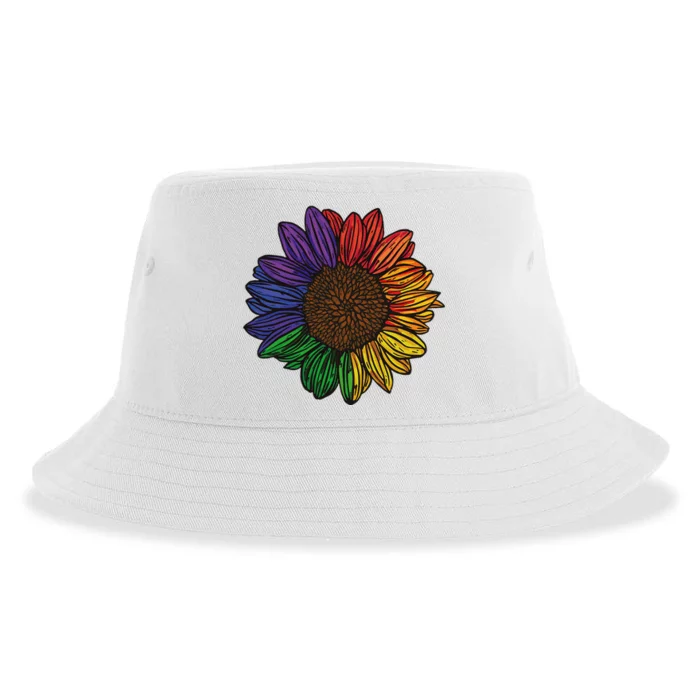 Rainbow Sunflower LGBTQ Flag Pride Month Sustainable Bucket Hat