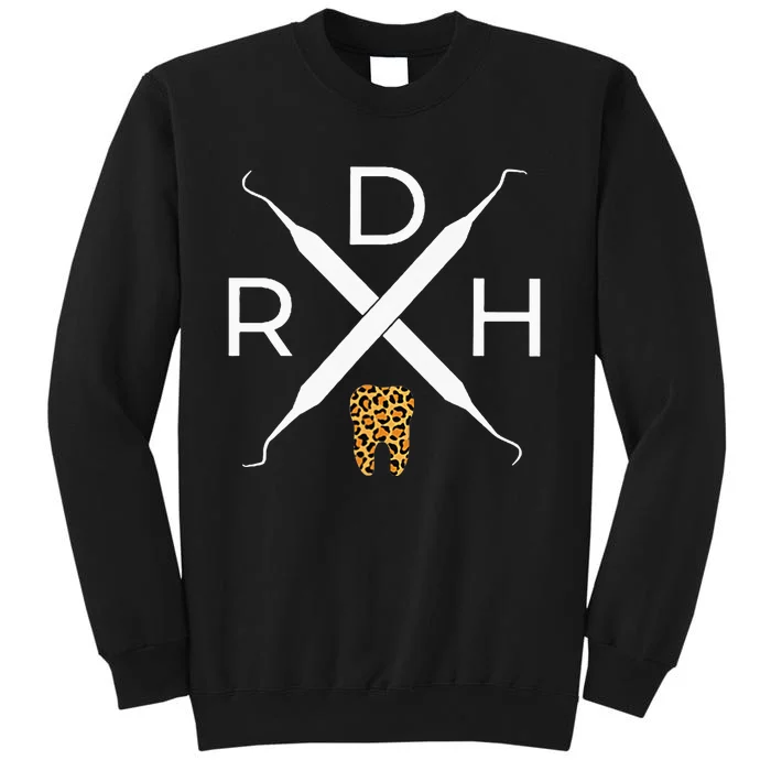 Rdh Scaler Logo With Leopard Print Tooth Dental Hygienist Sweatshirt