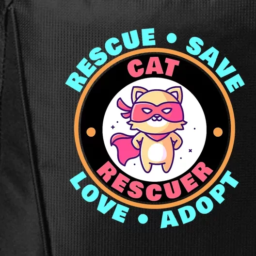 Rescue Save Love Adopt Cute Cat Lovers Animal Rescuer City Backpack