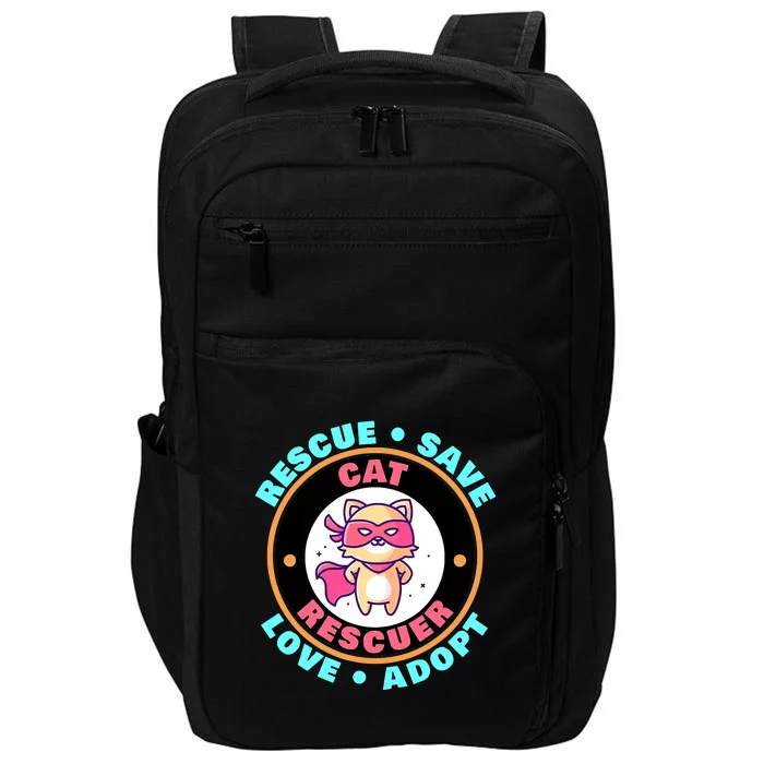 Rescue Save Love Adopt Cute Cat Lovers Animal Rescuer Impact Tech Backpack