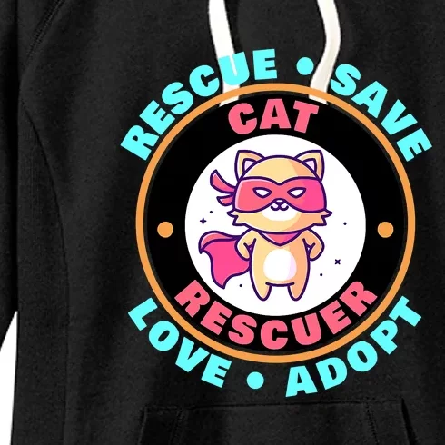 Rescue Save Love Adopt Cute Cat Lovers Animal Rescuer Women's Fleece Hoodie