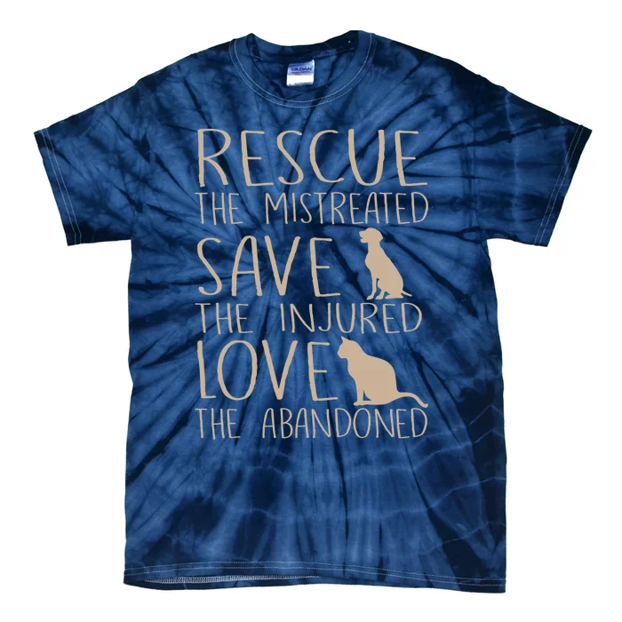 Rescue Save Love Cute Animal Rescue Dog Cat Lovers Tie-Dye T-Shirt