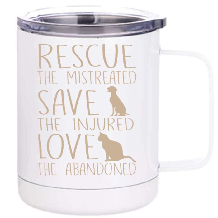 Rescue Save Love Cute Animal Rescue Dog Cat Lovers Front & Back 12oz Stainless Steel Tumbler Cup