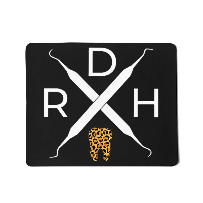 Rdh Scaler Logo With Leopard Print Tooth Dental Hygienist Mousepad