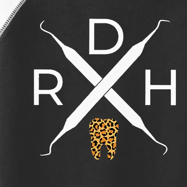 Rdh Scaler Logo With Leopard Print Tooth Dental Hygienist Toddler Fine Jersey T-Shirt