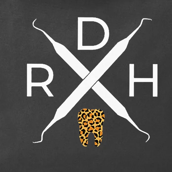 Rdh Scaler Logo With Leopard Print Tooth Dental Hygienist Zip Tote Bag