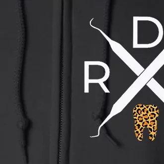 Rdh Scaler Logo With Leopard Print Tooth Dental Hygienist Full Zip Hoodie