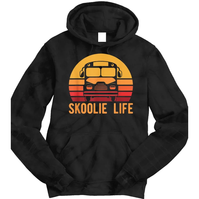 Retro Skoolie Life Converted School Bus Home Lifestyle Tie Dye Hoodie