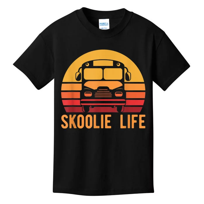 Retro Skoolie Life Converted School Bus Home Lifestyle Kids T-Shirt