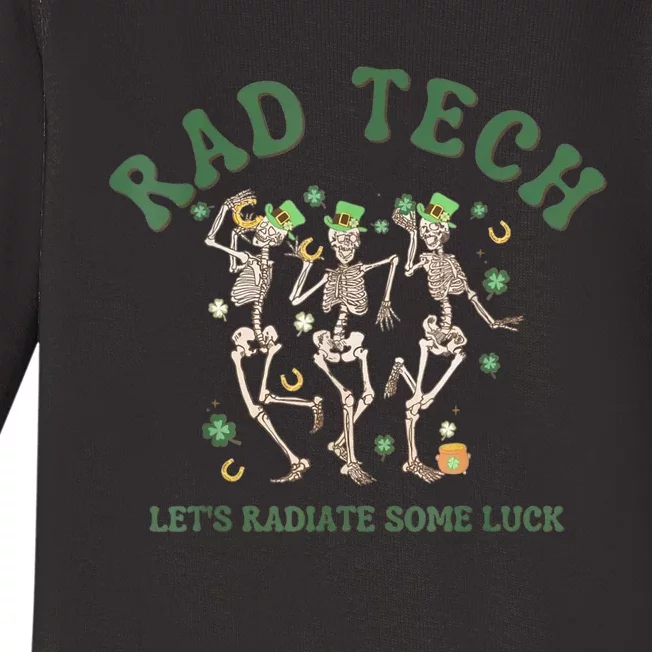 Radiate Some Luck St Patrick's Day Radiology XRay Rad Tech Baby Long Sleeve Bodysuit