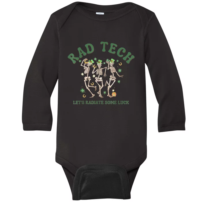 Radiate Some Luck St Patrick's Day Radiology XRay Rad Tech Baby Long Sleeve Bodysuit