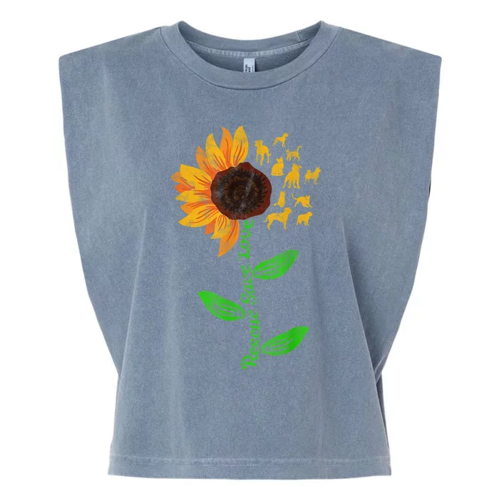 Rescue Save Love Pet Dog Puppies Slogan Sunflower Garment-Dyed Women's Muscle Tee