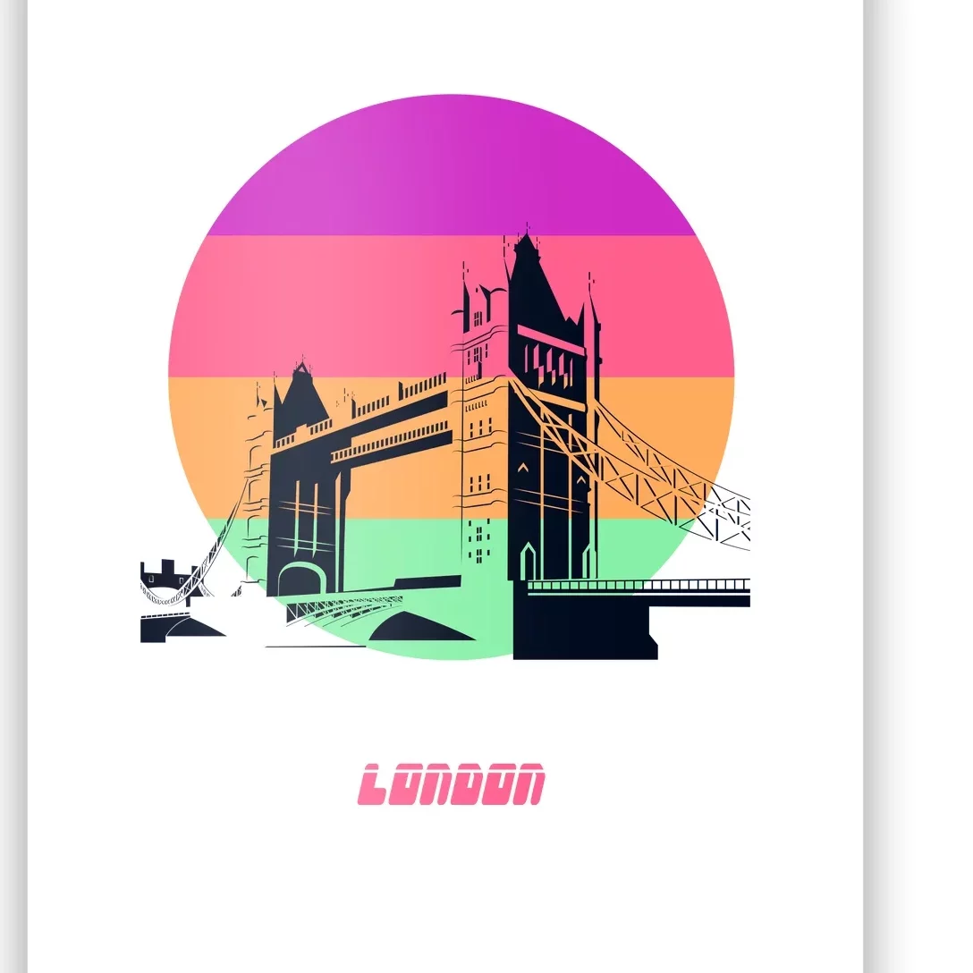 Retro Sun London Bridge Poster