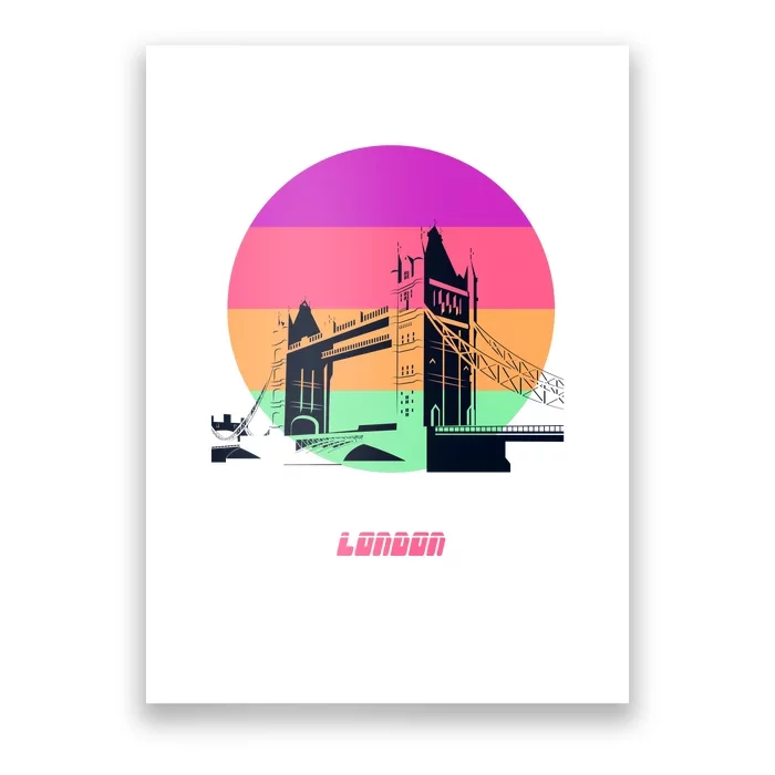 Retro Sun London Bridge Poster