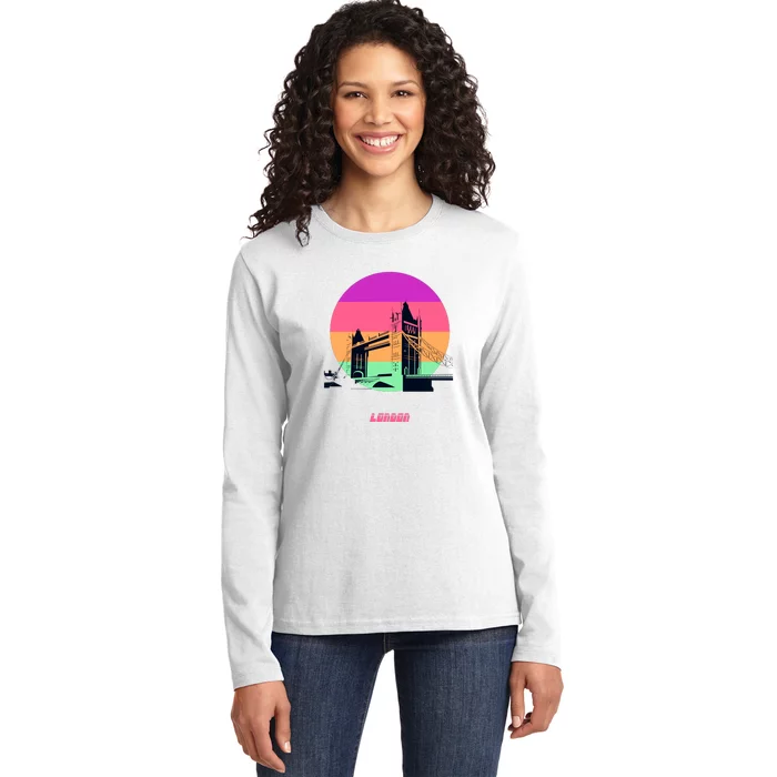 Retro Sun London Bridge Ladies Long Sleeve Shirt