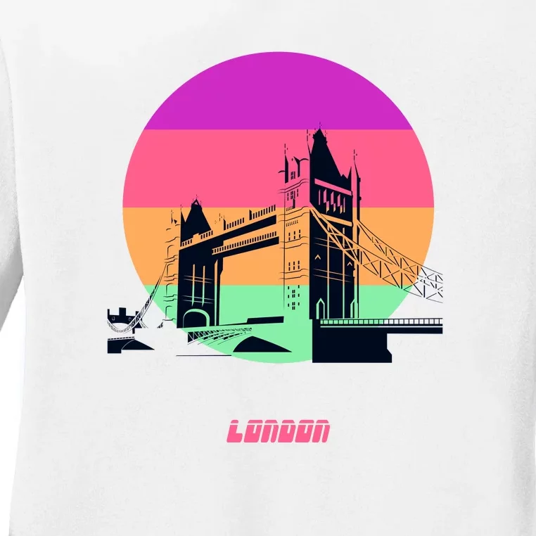 Retro Sun London Bridge Ladies Long Sleeve Shirt