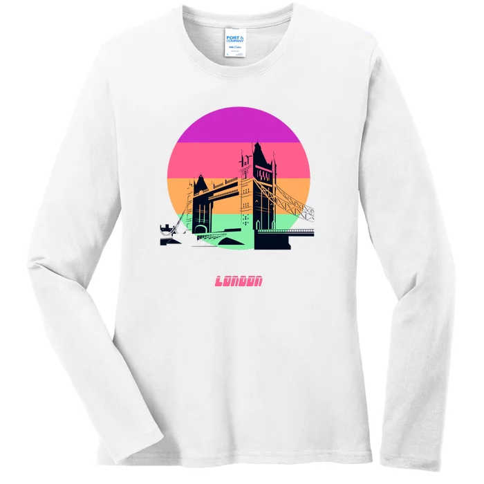 Retro Sun London Bridge Ladies Long Sleeve Shirt