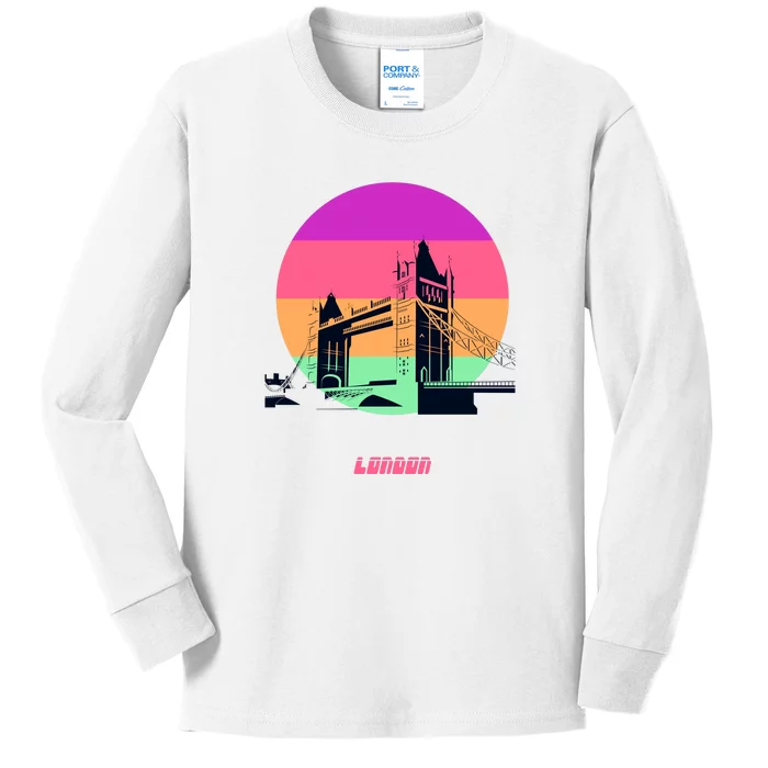 Retro Sun London Bridge Kids Long Sleeve Shirt