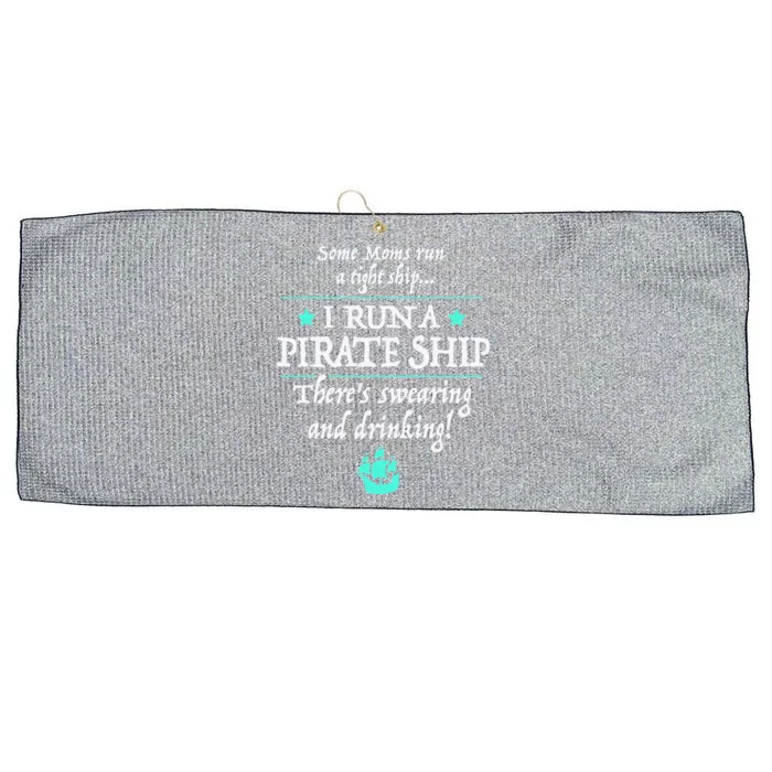 Retro Some Moms Run A Tight Ship Pirate Mama Mother's Day Large Microfiber Waffle Golf Towel