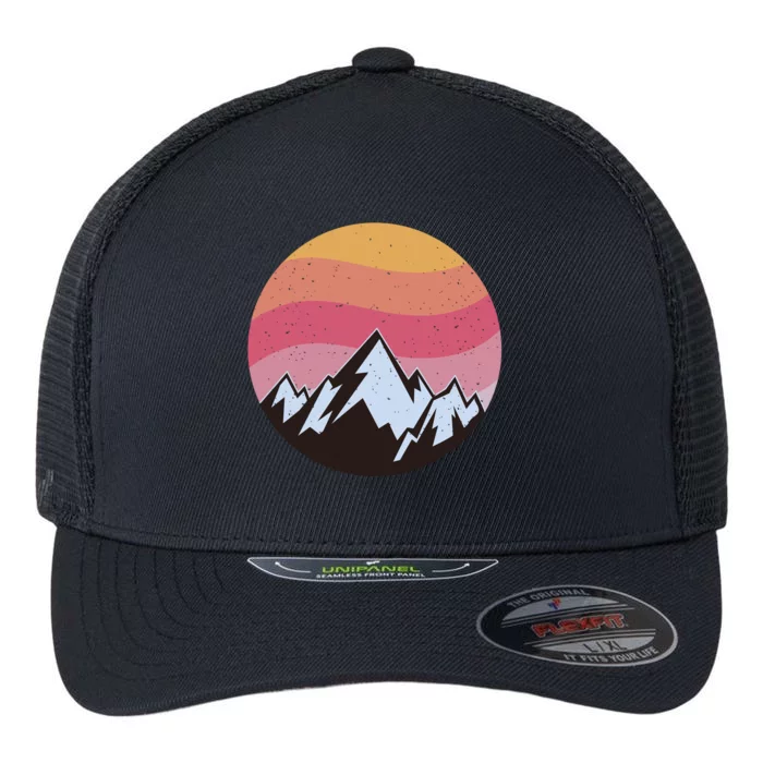 Retro Sunset Mountain Flexfit Unipanel Trucker Cap