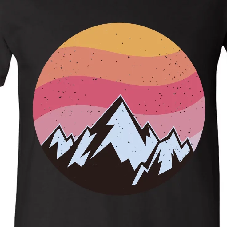 Retro Sunset Mountain V-Neck T-Shirt