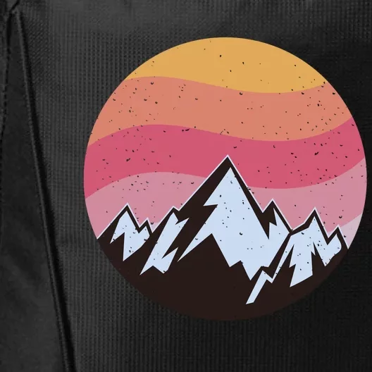 Retro Sunset Mountain City Backpack