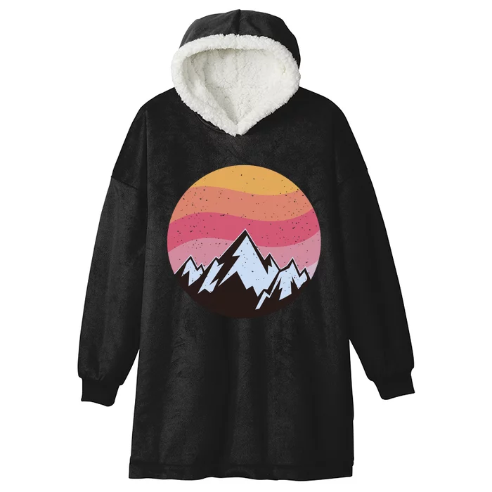 Retro Sunset Mountain Hooded Wearable Blanket