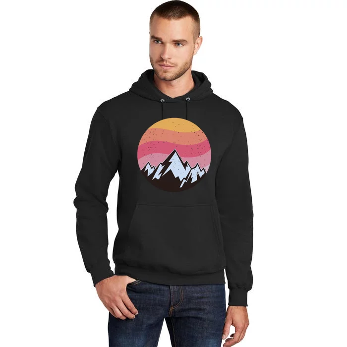 Retro Sunset Mountain Tall Hoodie