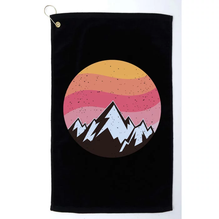 Retro Sunset Mountain Platinum Collection Golf Towel