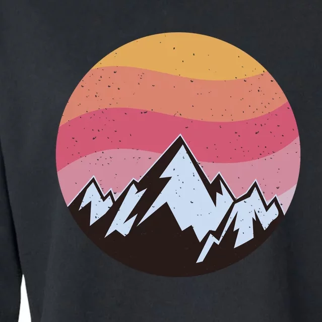 Retro Sunset Mountain Cropped Pullover Crew