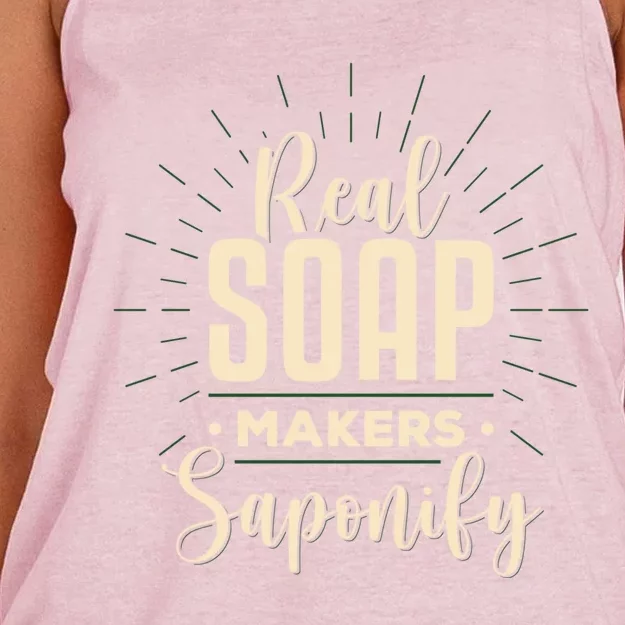 Real Soap Makers Saponify Soap Making Soapmaker Cute Gift Women's Knotted Racerback Tank